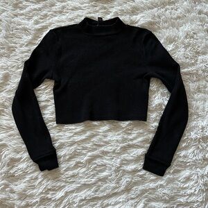 Cropped black high neck long sleeve